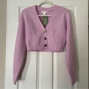 NWT Women’s H&M Ribbed Knit Cropped Button Up Sweater Small